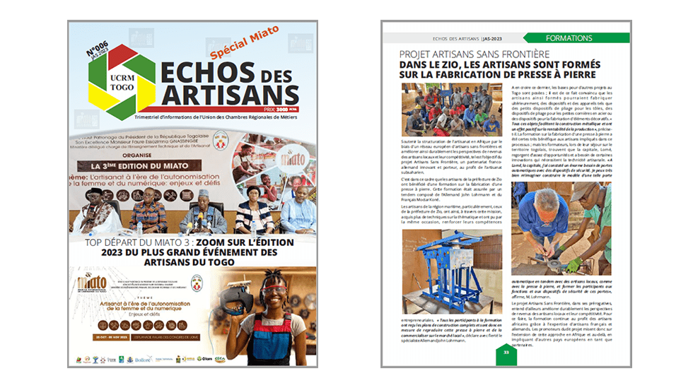 Magazine togolais “Echos des Artisans” JAS 2023 : coopération germano-togolaise et projet "Artisans sans Frontières"